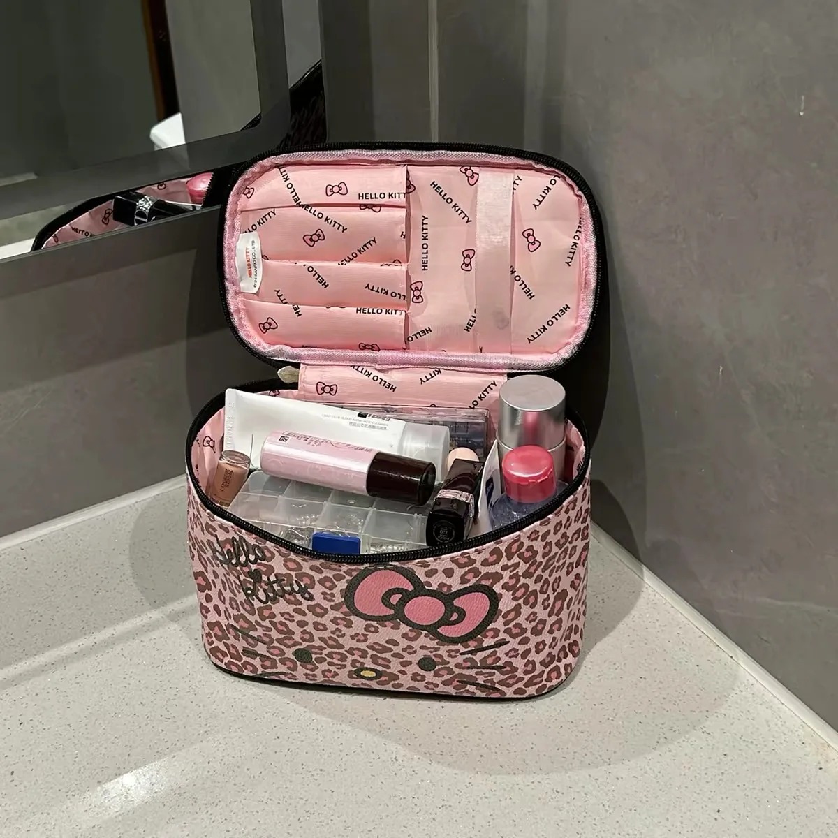 Beauty Makeup Organizer - Sanrio Hello Kitty Women Leopard Beauty