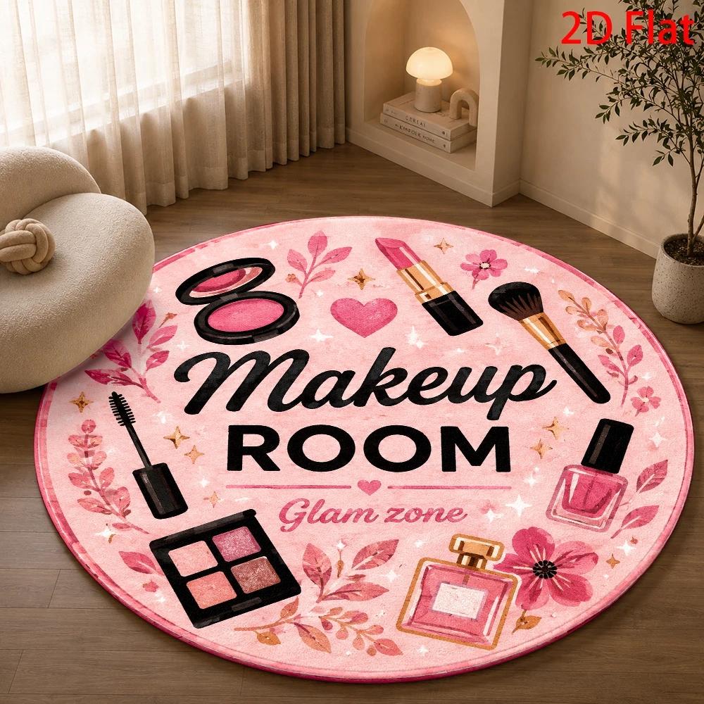 Beauty And Makeup Studio - Pink Beauty Makeup Room Pattern Round