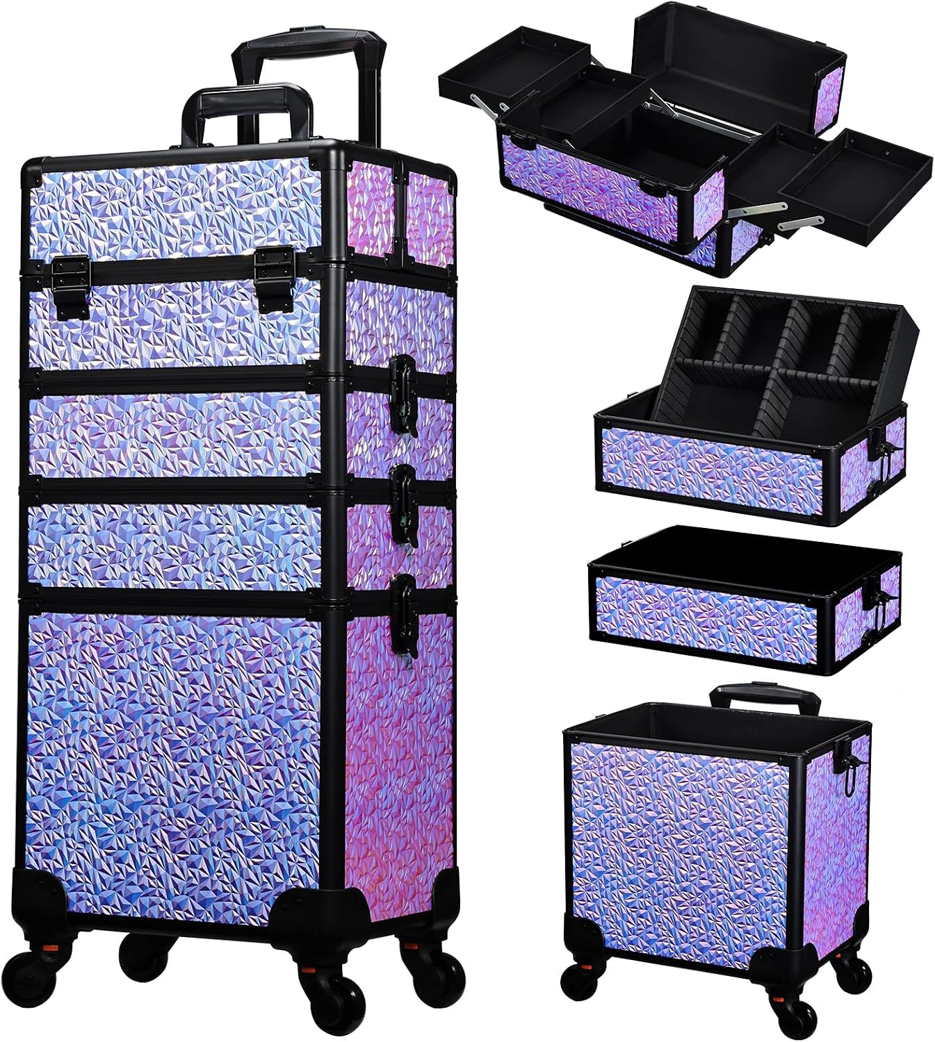 Beauty Makeup Organizer - Rolling Makeup Train Case, Large Cosmetology