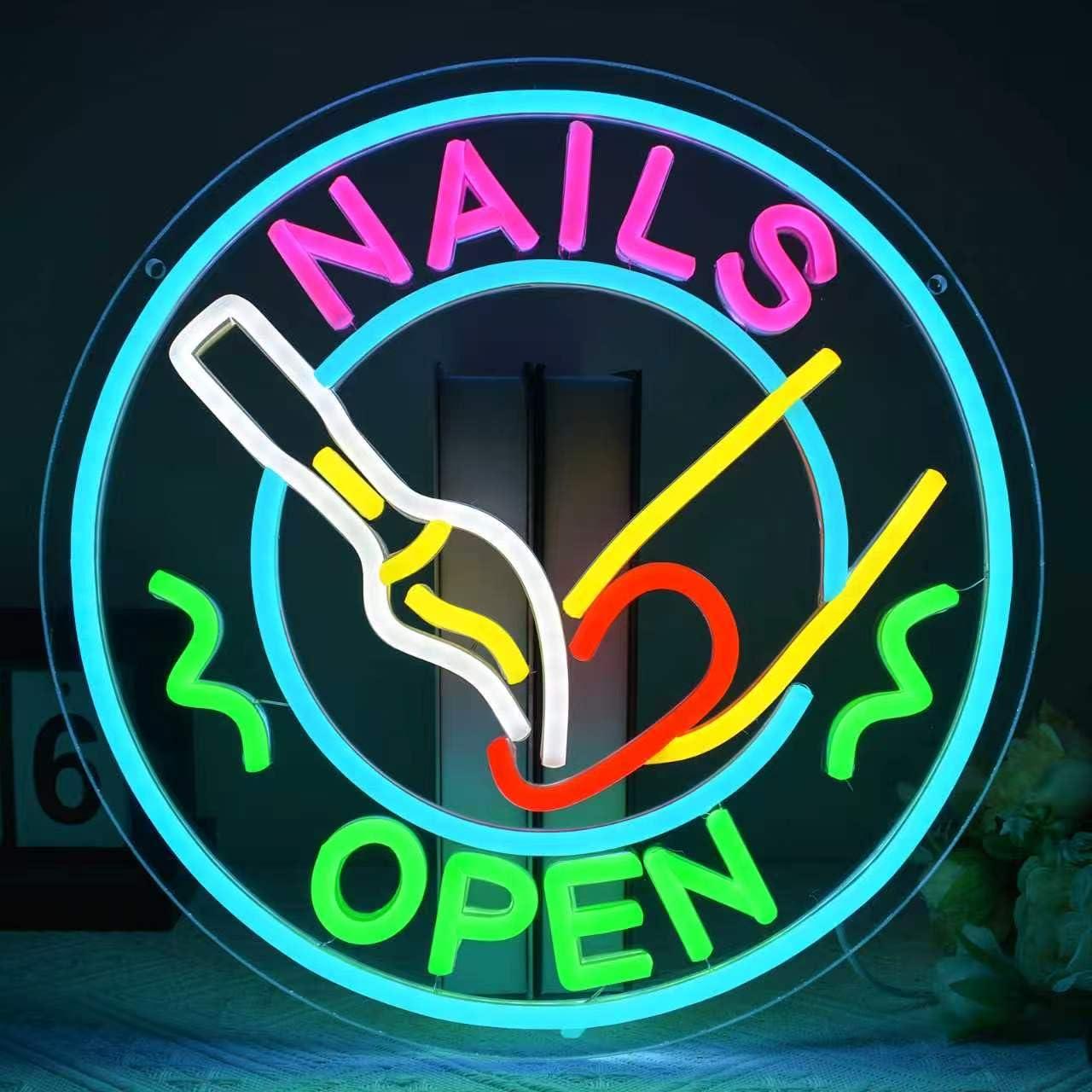 Nails Open Neon Sign USB Dimma - Beauty And Makeup Studio recension och pris