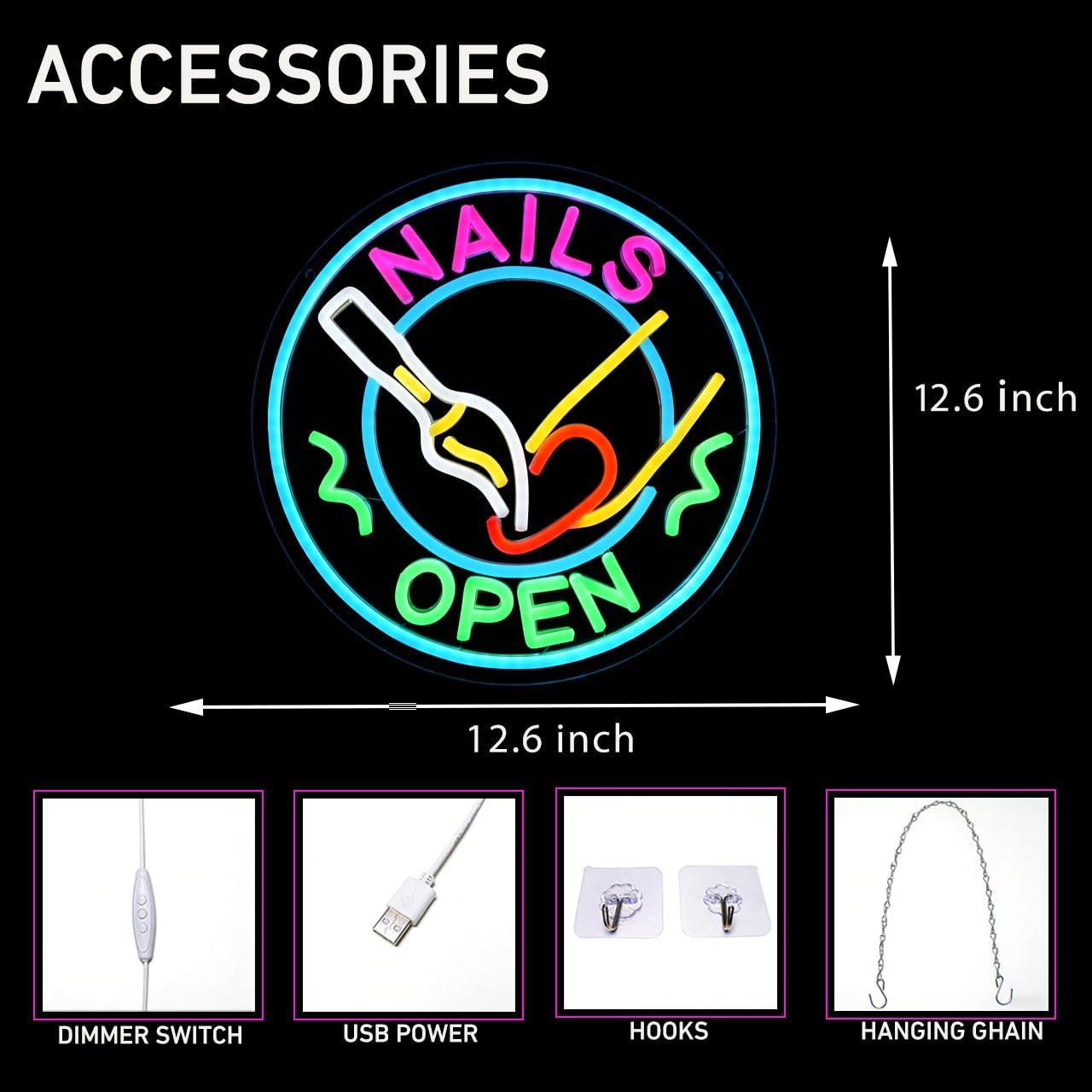 Nails Open Neon Sign USB Dimma - Beauty And Makeup Studio recension och pris
