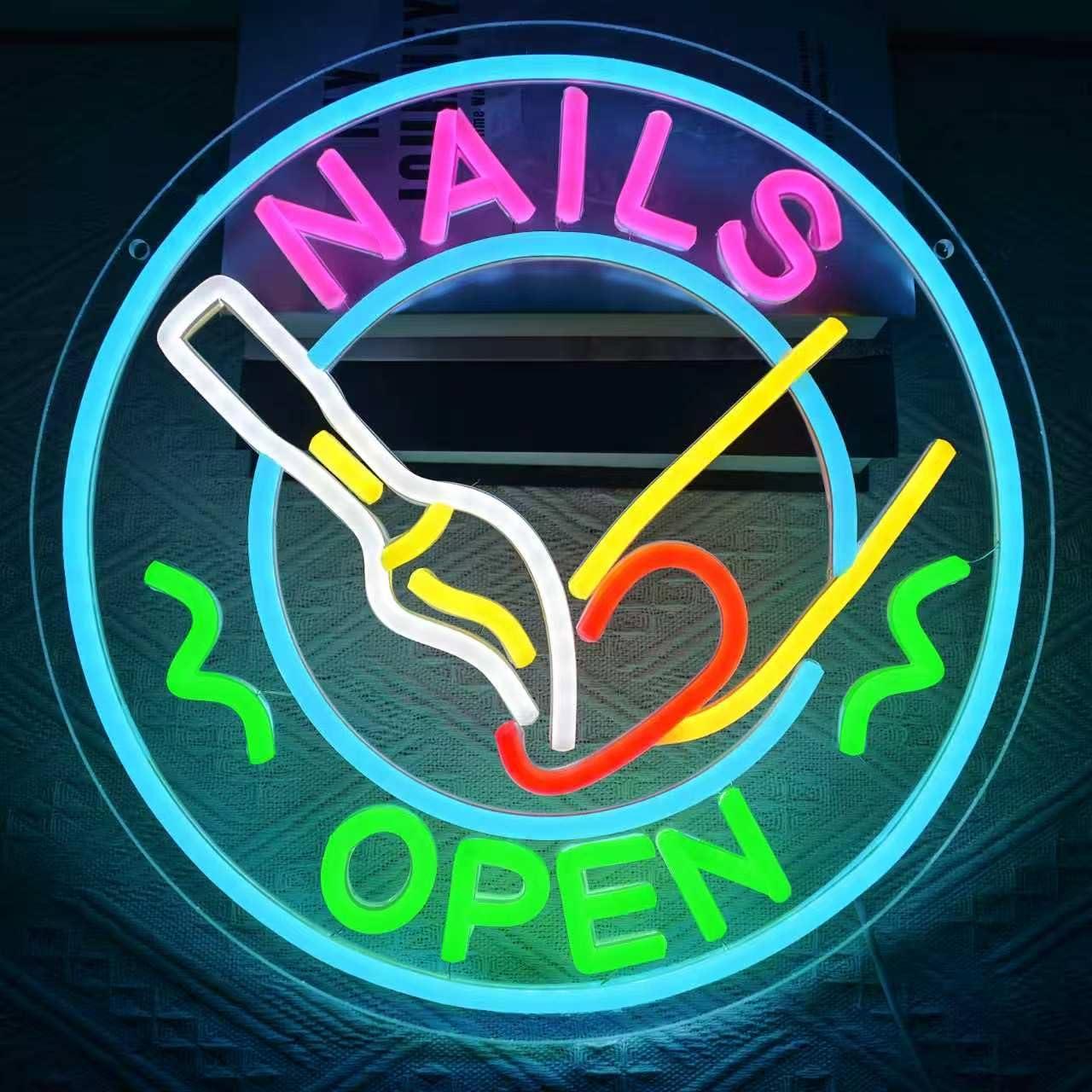 Nails Open Neon Sign USB Dimma - Beauty And Makeup Studio recension och pris