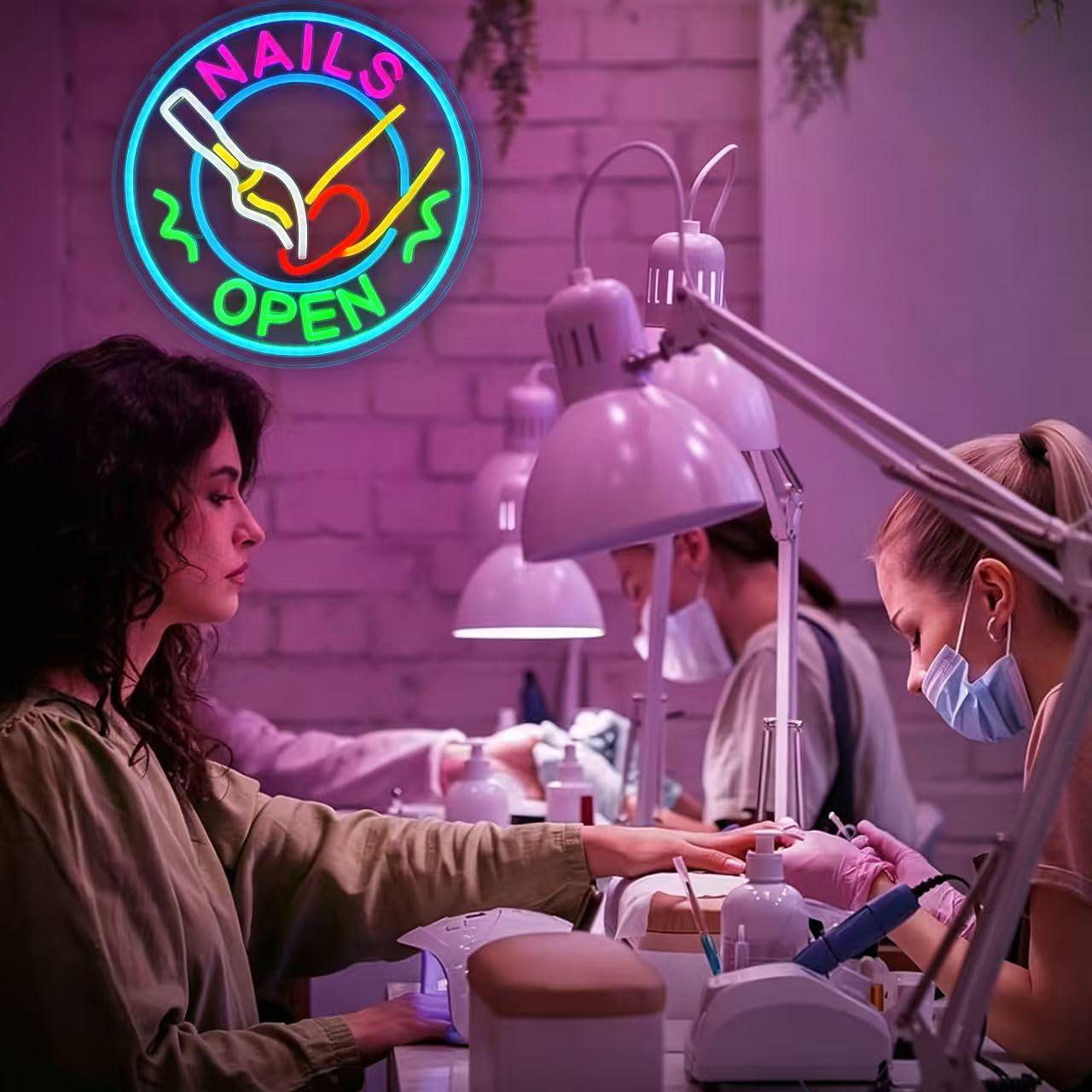 Nails Open Neon Sign USB Dimma - Beauty And Makeup Studio recension och pris