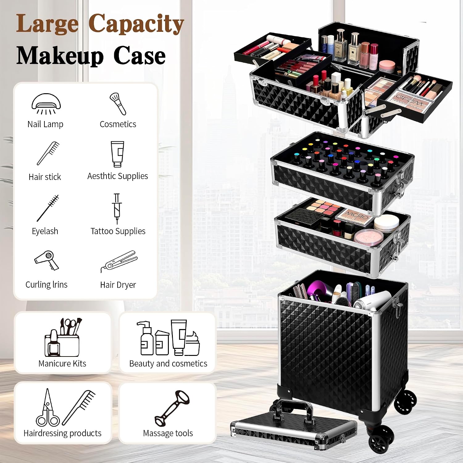 Rolling Makeup Train Case, Cos - Beauty Makeup Organizer recension och pris