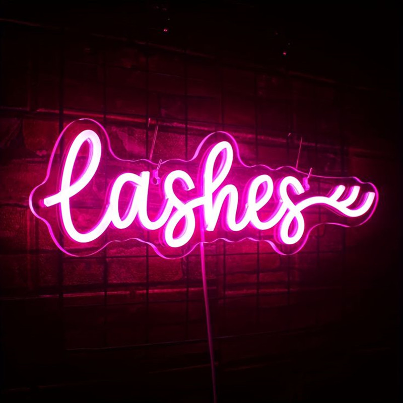 Pink LED Lashes Neon Sign Wall - Beauty And Makeup Studio recension och pris