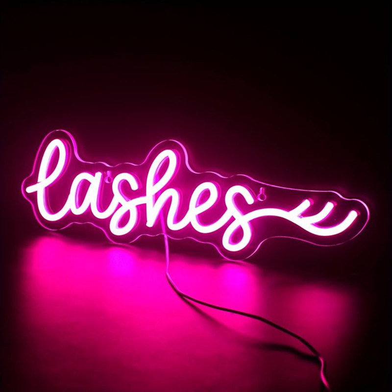 Pink LED Lashes Neon Sign Wall - Beauty And Makeup Studio recension och pris