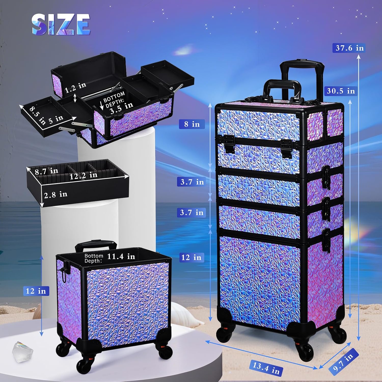 Rolling Makeup Train Case, Lar - Beauty Makeup Organizer recension och pris