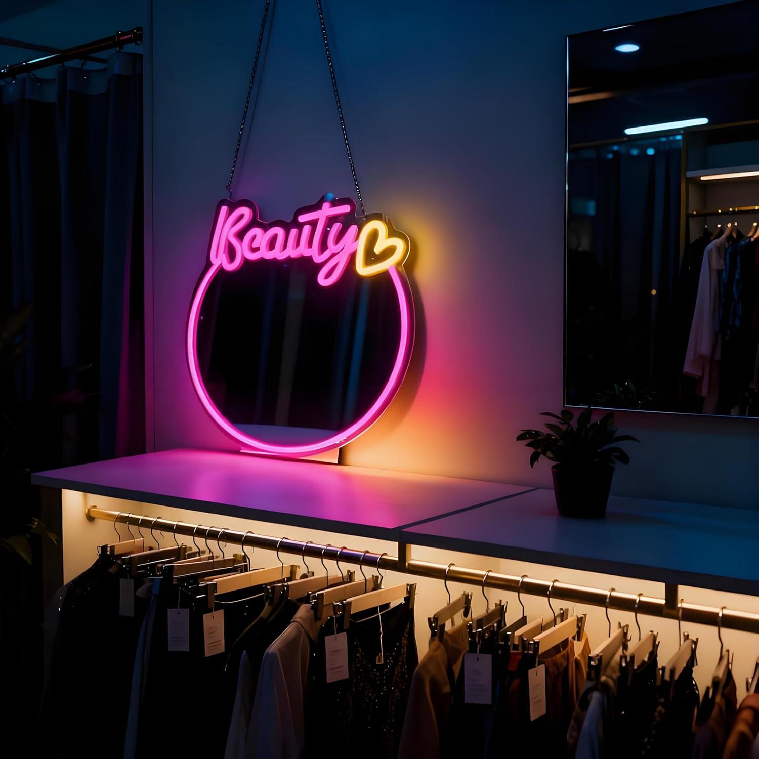 Beauty Mirror Neon Sign USB Di - Beauty Makeup Vanity recension och pris